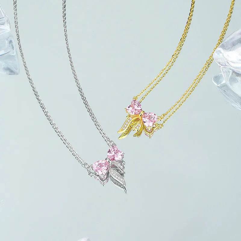 Women's Bow Zircon Necklace S925 Sterling Silver Clavicle Chain - EX-STOCK Canada