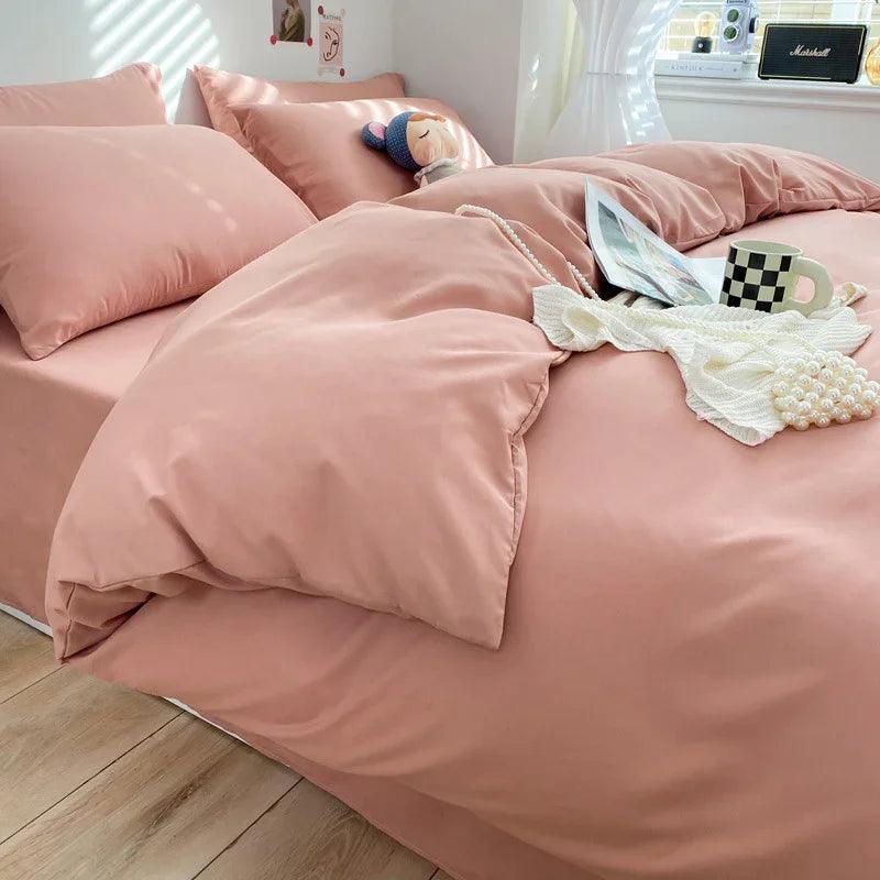 Solid Color Four-piece Set Simple Washed Sanding Duvet Cover EX-STOCK Canada
