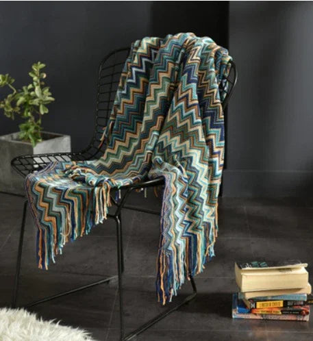 Manta pequeña de punto con flecos, manta para siesta, manta para sofáEX-STOCK Canada