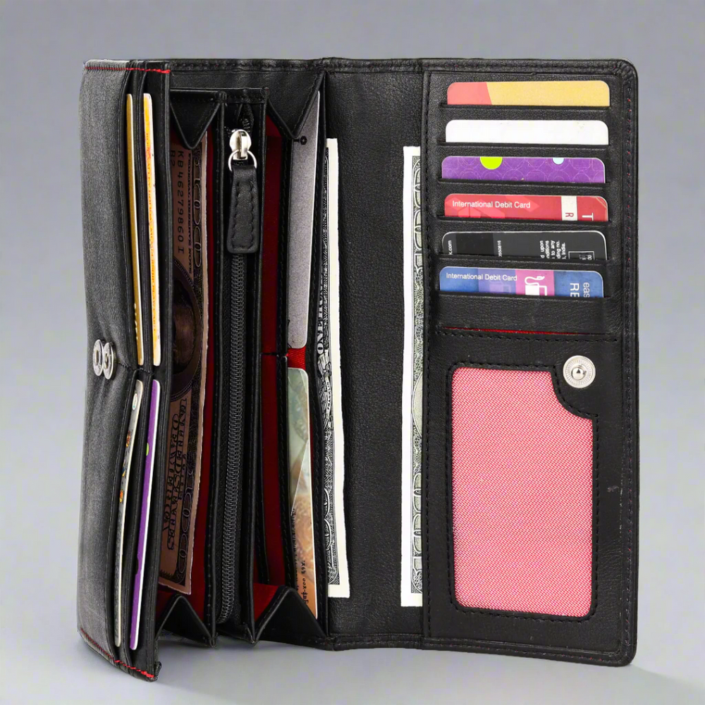 MET Road Women's Red Stitch Leather Wallet EX-STOCK Canada