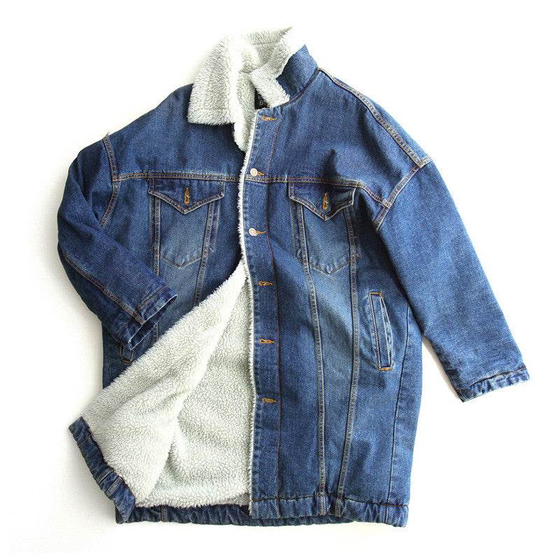 Blue Fleece Lined Denim Jacket 3/4 Sleeve Unisex Jeans Jacket - EX-STOCK Canada