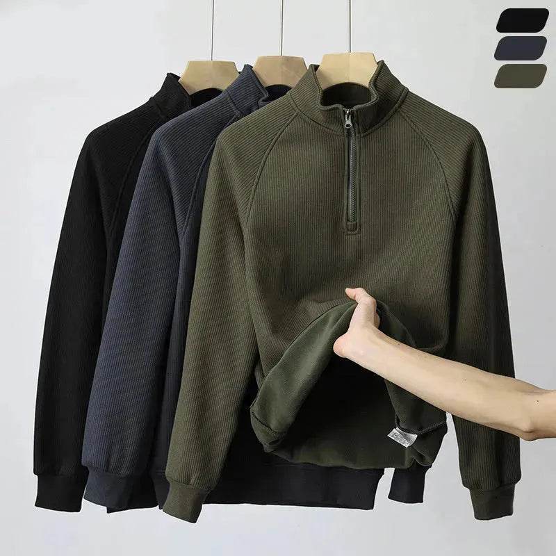 Autumn Winter half zip Stand-collar Fleece Sweatshirt Pullover tops for men - EX-STOCK Canada
