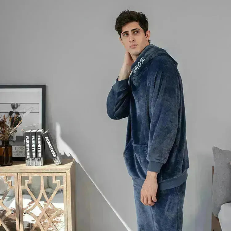 Costume de pyjama chaud et épaissis pour hommes