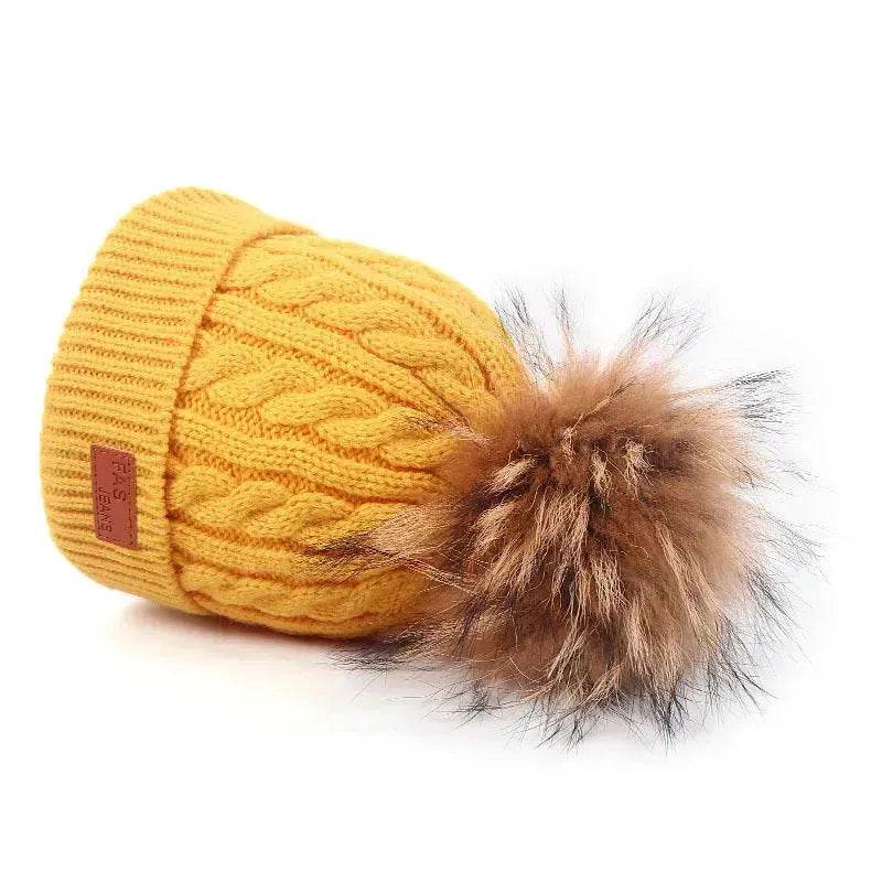 Children Winter Hat kids beanies Kids winter hat baby boy and girl warm woolen beanies faux fur beanies - EX-STOCK Canada