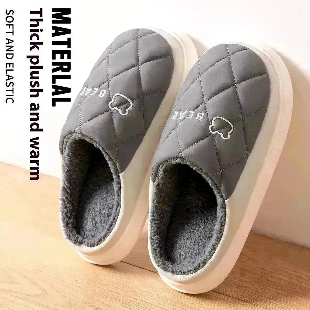 Chaussures rhombiques à couture en peluche pour hommes Chaussures de maison non glissée chaude chaude pour la maison de chambre à coucher