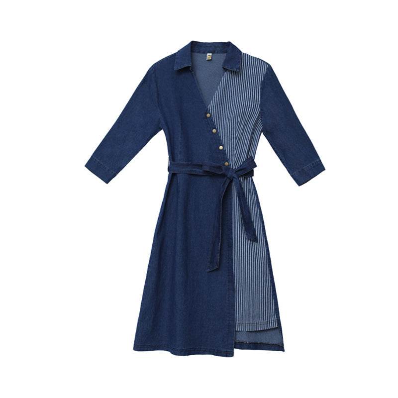 Casual Fashion Slim denim Wrap dress - EX-STOCK Canada