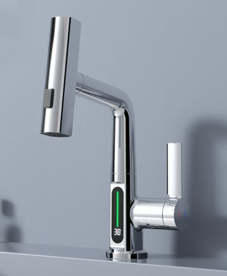 Intelligent Digital Display Faucet Pull-out Basin Faucet Temperature Digital Display Rotation EX-STOCK Canada