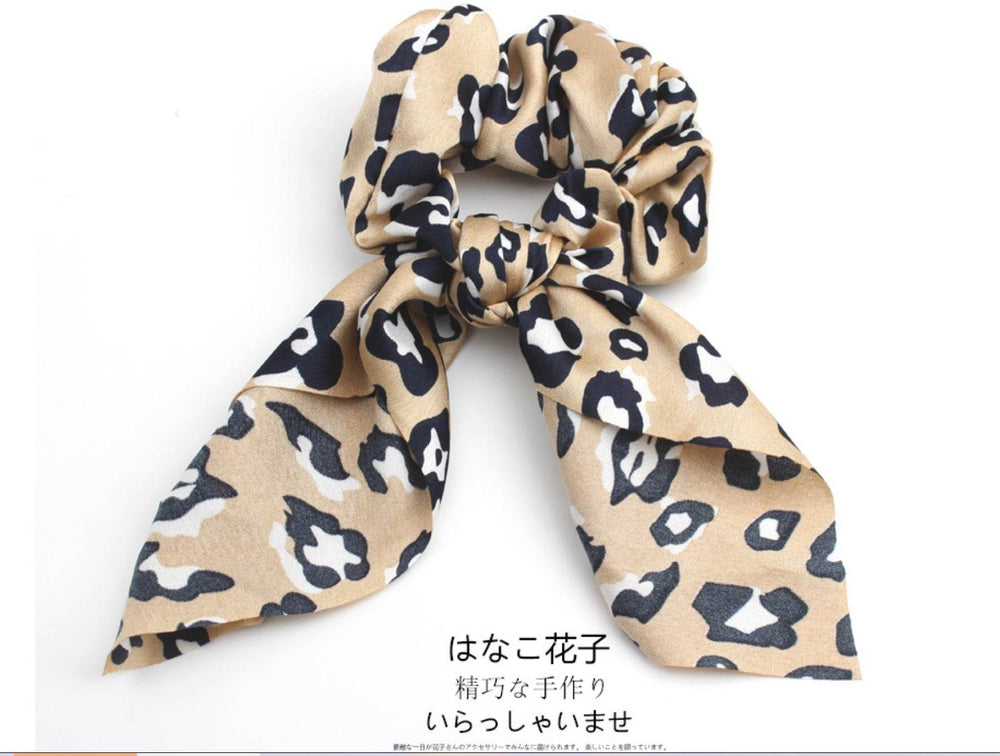 4pcs Leopard Pattern Silk Scarf Hair Scrunchie - EX-STOCK Canada