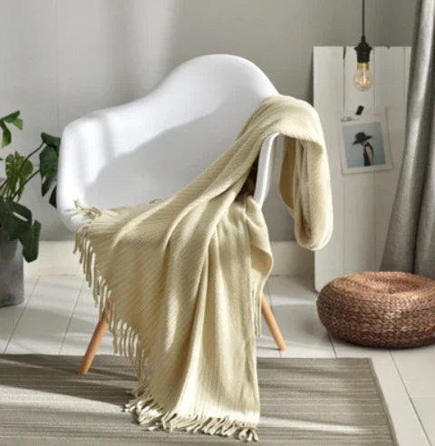 Piccola coperta lavorata a maglia con frange Coperta per pisolino Coperta per divanoEX-STOCK Canada