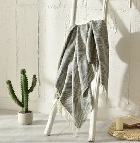 Manta pequeña de punto con flecos, manta para siesta, manta para sofáEX-STOCK Canada