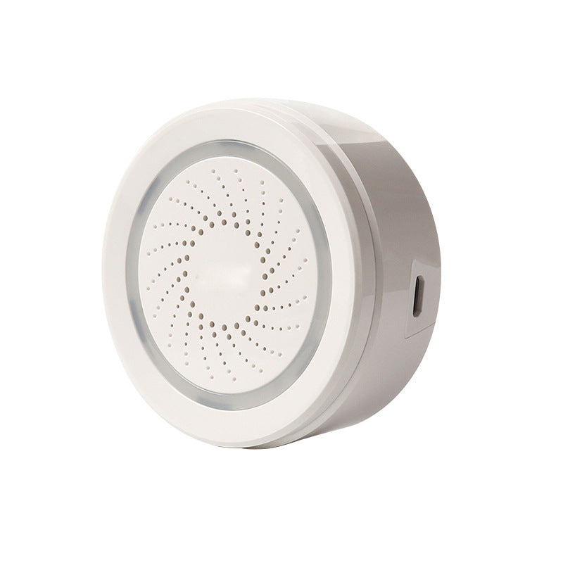 White Wireless Smart Alarm Siren with Sound & Light – USB 4