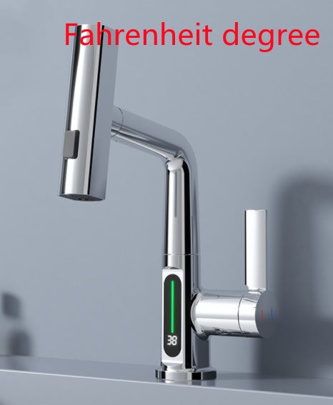 Intelligent Digital Display Faucet Pull-out Basin Faucet Temperature Digital Display Rotation EX-STOCK Canada