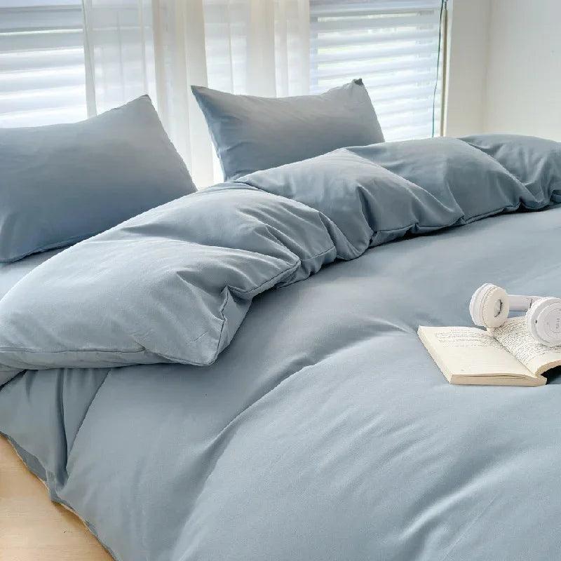 Solid Color Four-piece Set Simple Washed Sanding Duvet Cover EX-STOCK Canada