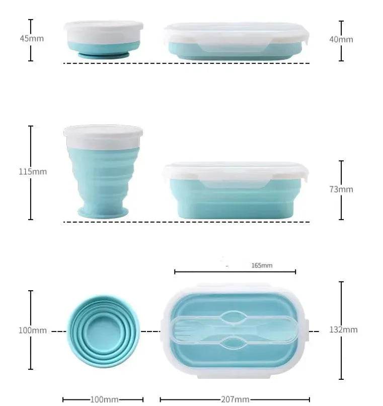 Portable Silicone Foldable Compressible Lunch Box container - EX-STOCK Canada