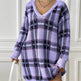Deer Plush V-neck Long Sleeve Plaid Winter Jumper Mini dress - EX-STOCK Canada