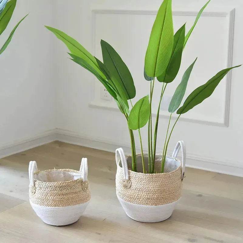 Hand Strawed Flowerpot Basket Fibre Plant Pot - EX-STOCK Canada
