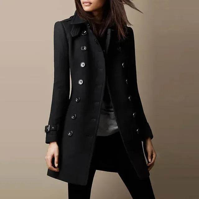 Ladies Spring Winter Long Jacket Wool Trench Coat Winter Workwear - EX-STOCK Canada