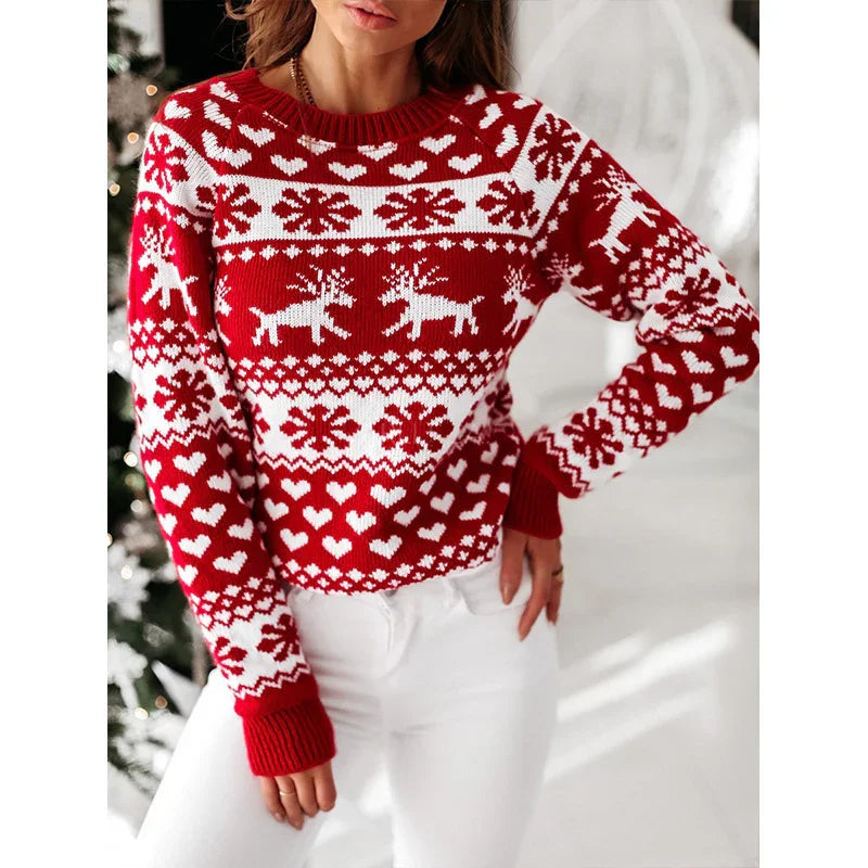 Christmas Elk Long Sleeve Knitted Sweater EX-STOCK Canada