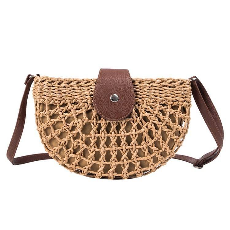 One-Shoulder Saddle Bag Fashion Messenger Straw weave Summer Bag - EX-STOCK Canada