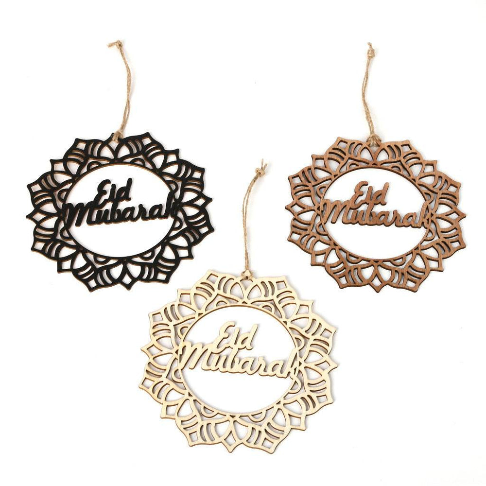 Wooden Crafts Hanging Pendants Eid Mubarak Home Ramadan Decorations - EX-STOCK Canada