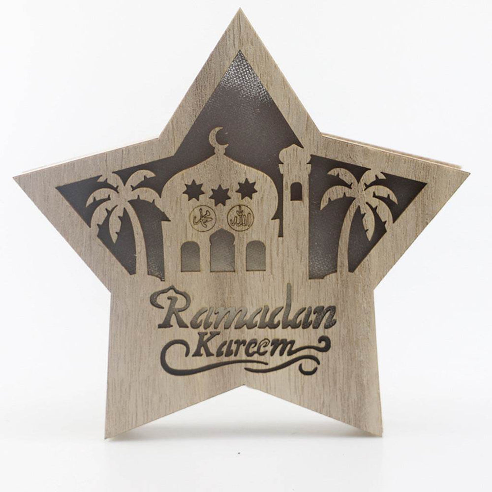 Eid Mubarak Ramadan Gurban Festival Five-pointed Star With LED Lights Decoration - EX-STOCK Canada