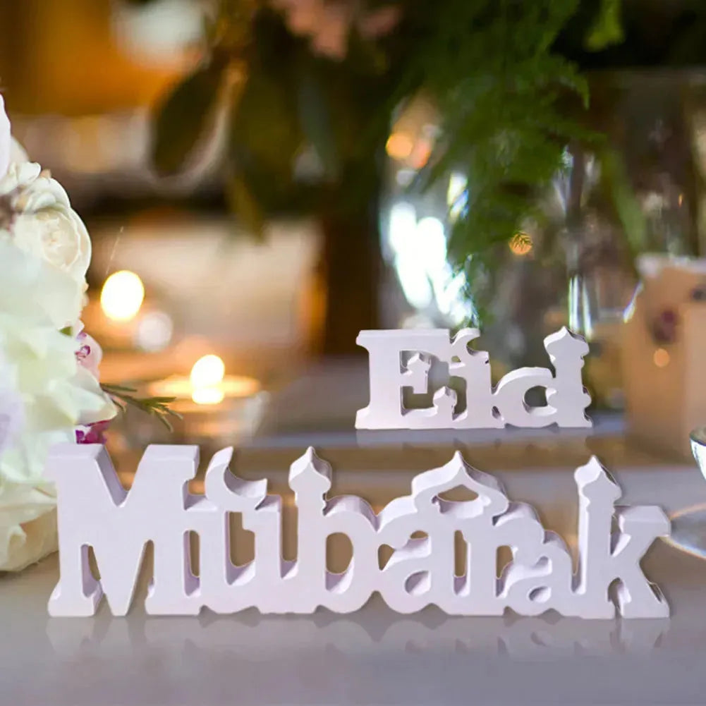 Lettera di plastica in legno Ramadan Table decorazione casa artigianato Eid Mubarak placche