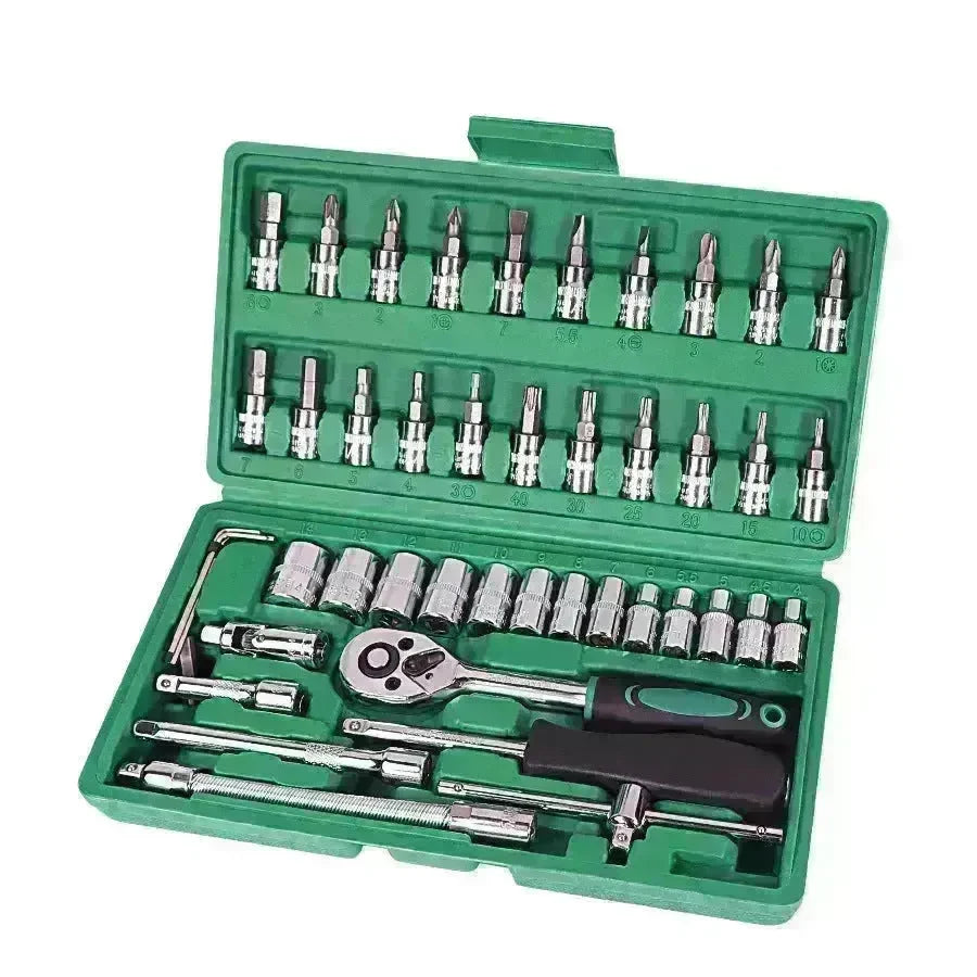 Car Repair Tool 46pcs Inch Socket Set Car Repair Tool Ratchet Torque Wrench Combo Tools Kit Auto Repairing Tool Set - EX-STOCK CANADA