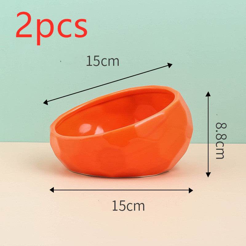 Pet Supplies Bowl Ceramic Cat Bowl Dog Bowl Oblique Mouth - EX-STOCK Canada