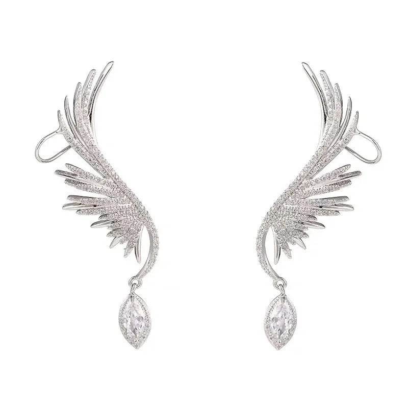 925 Silver Needle Angel Wings Personalized Ear Bone Clip Diamond Zircon Ear Row - EX-STOCK Canada