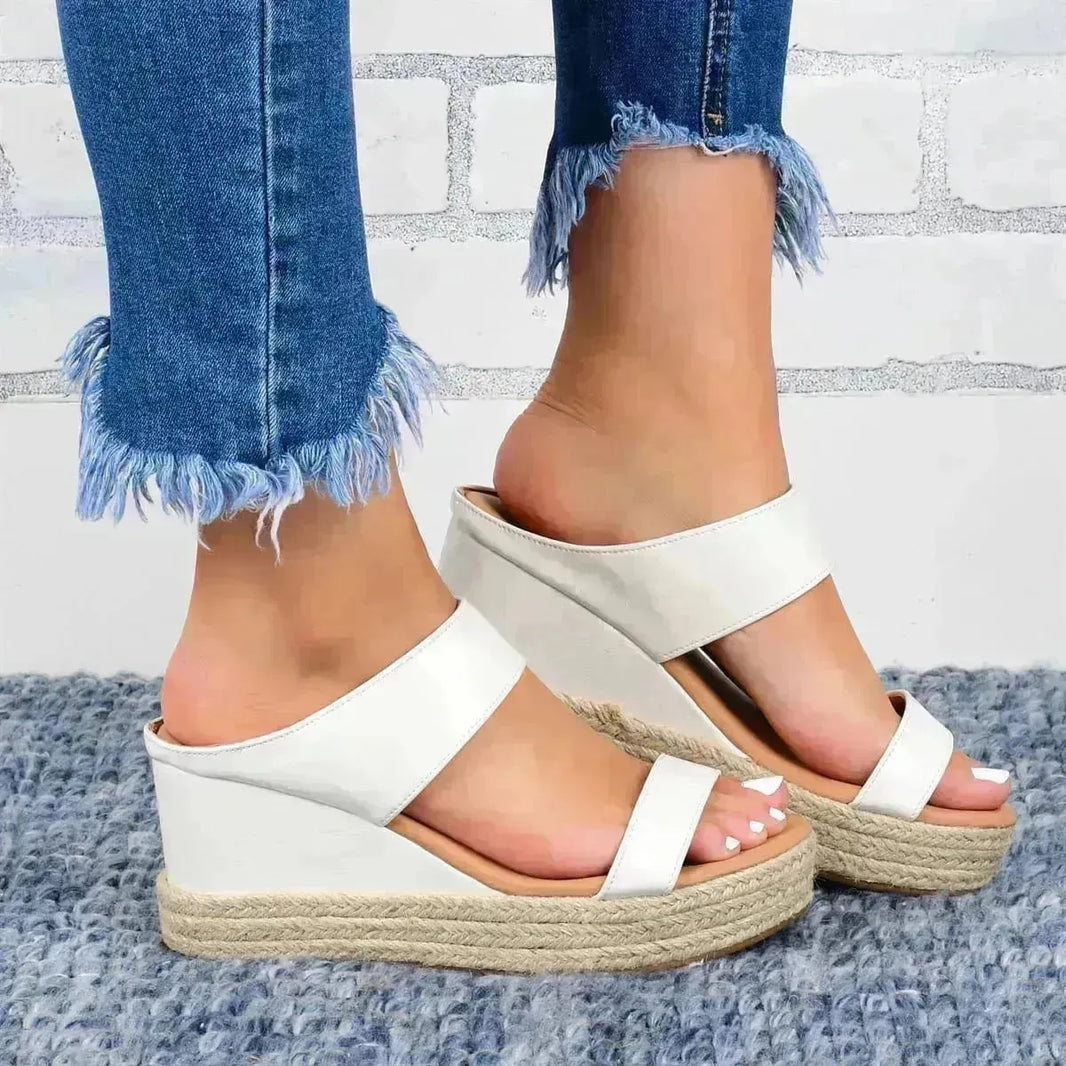 Slide tacco a cuneo alto casual sulle pantofole per le donne
