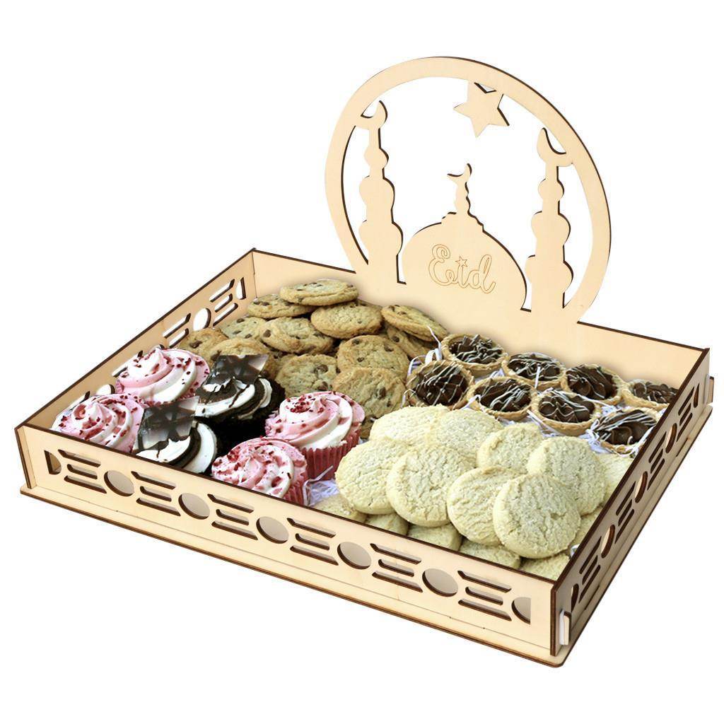 Wooden Artistic Eid Mubarak Wood Irregular Solid Wood Pan - EX-STOCK Canada