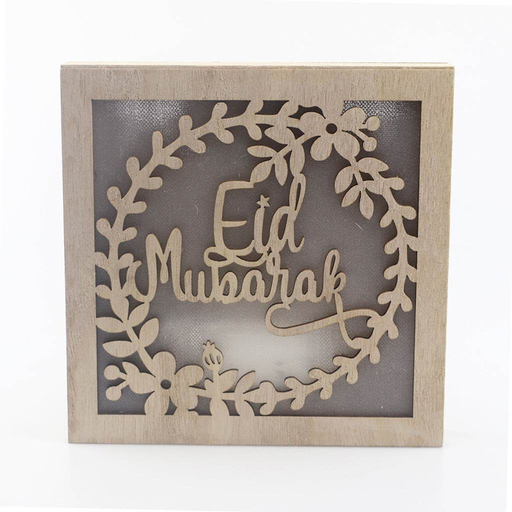 Wooden Eid Mubarak Ramadan Gulbang Square Decoration Crafts Ornaments - EX-STOCK Canada