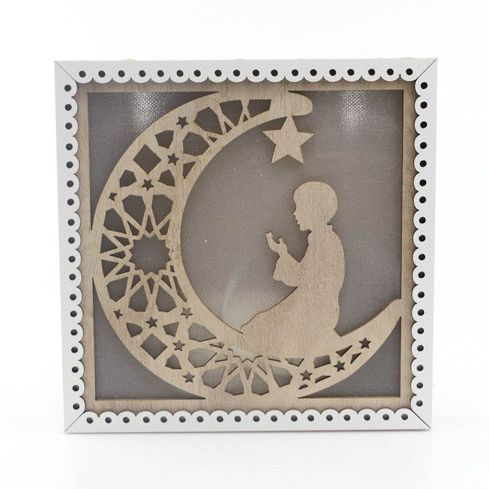 Wooden Eid Mubarak Ramadan Gulbang Square Decoration Crafts Ornaments - EX-STOCK Canada