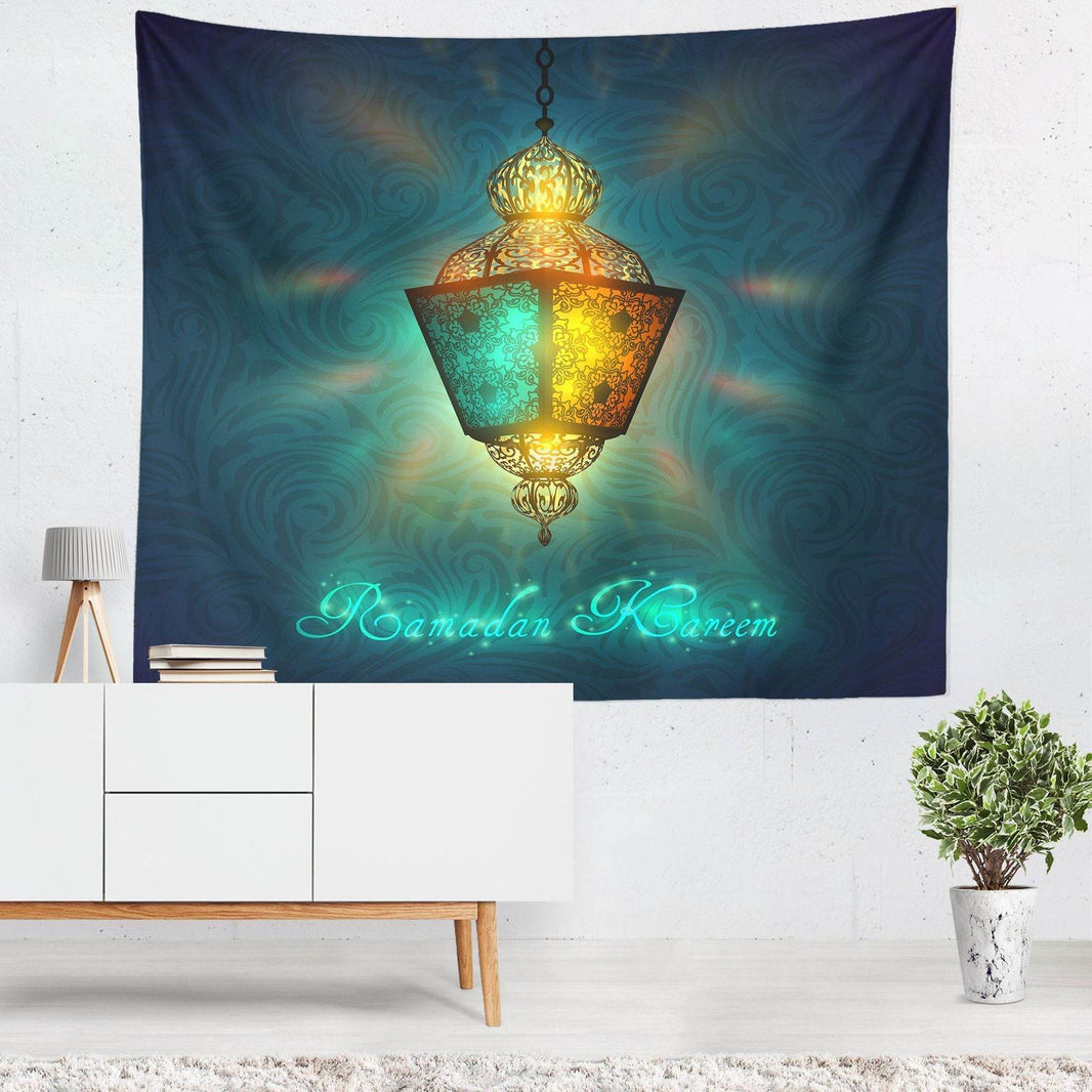 Colorful Lantern Living Room Bedroom Ramadan Tapestry Eid Mubarak Wall Carpet Mural - EX-STOCK Canada