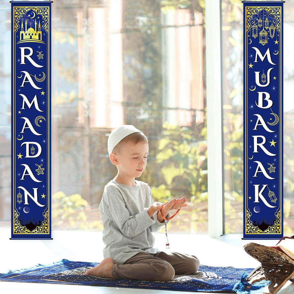 Eid Mubarak Couplet Festival Celebration Decoration Door Curtain Outdoor Ramadan Banner - EX-STOCK Canada