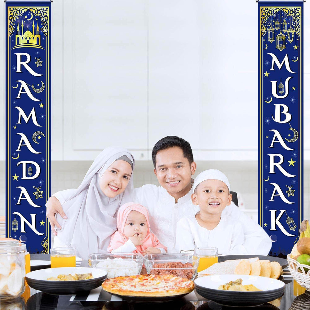 Eid Mubarak Couplet Festival Celebration Decoration Door Curtain Outdoor Ramadan Banner - EX-STOCK Canada