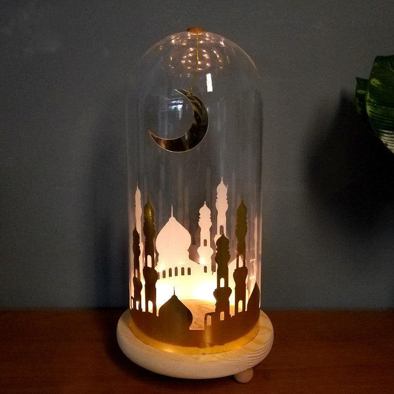 Ramadan Mosque Night Light Glass Cover Wooden Base Decoration - EX-STOCK Canada