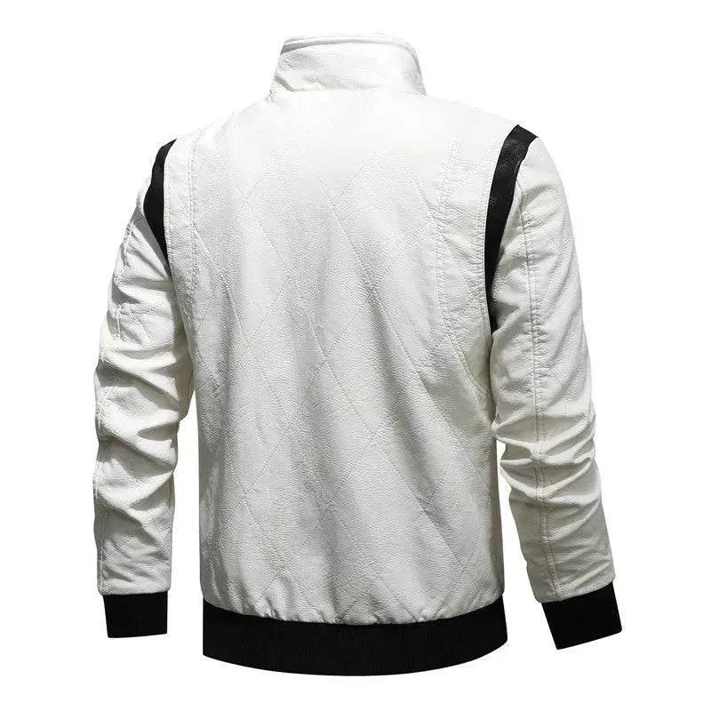 Men's Leather Stand Collar Zip up Hooded Winter Jacket - EX-STOCK Canada