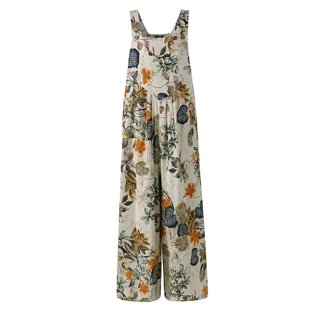Casual Summer Cotton Floral Sleeveless loose Jumpsuit - EX-STOCK Canada