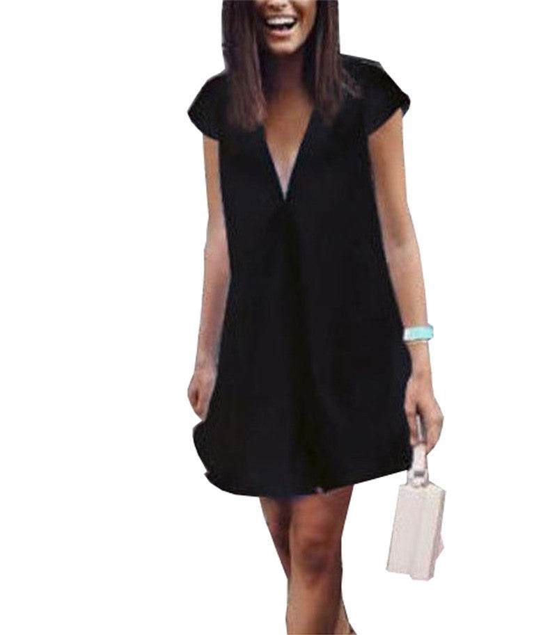 Women Casual summer day dresses V Neck summer mini dress - EX-STOCK Canada