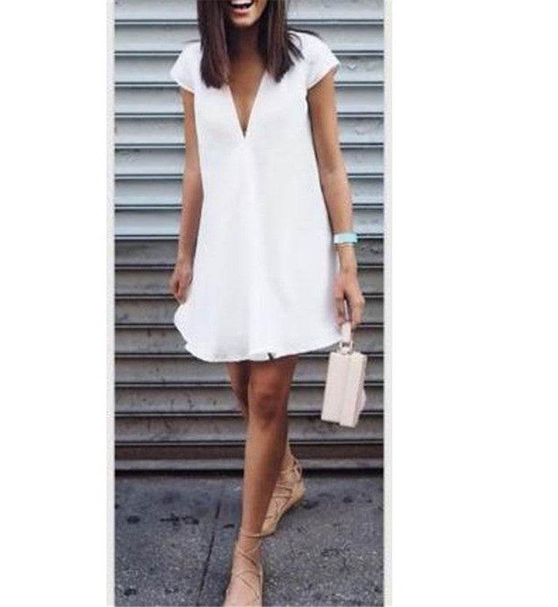 Women Casual summer day dresses V Neck summer mini dress - EX-STOCK Canada