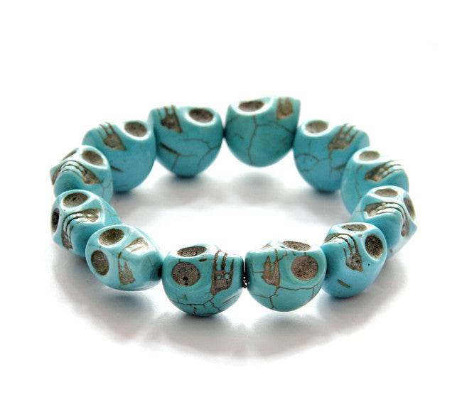 Jewelry Bracelet Synthetic Turquoise Skull beaded Bracelet - EX-STOCK Canada