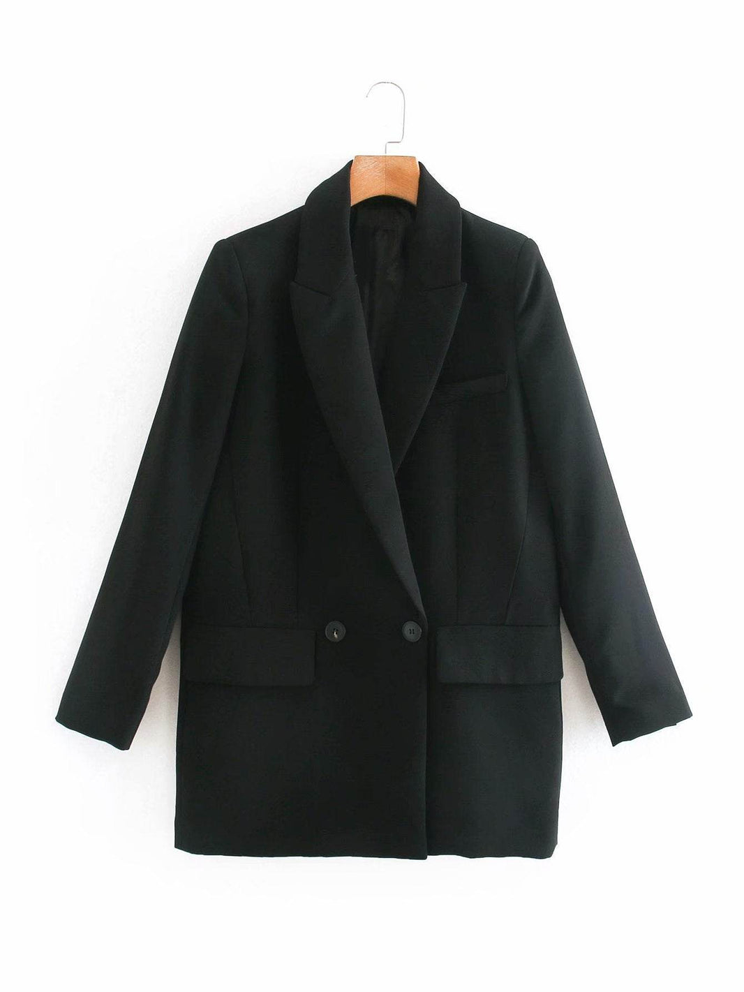 ZA Women Fashion Office Wear One Button Blazer Coat Vintage Long Sleeve Pockets Female Outerwear Chic Tops - EX-STOCK Canada
