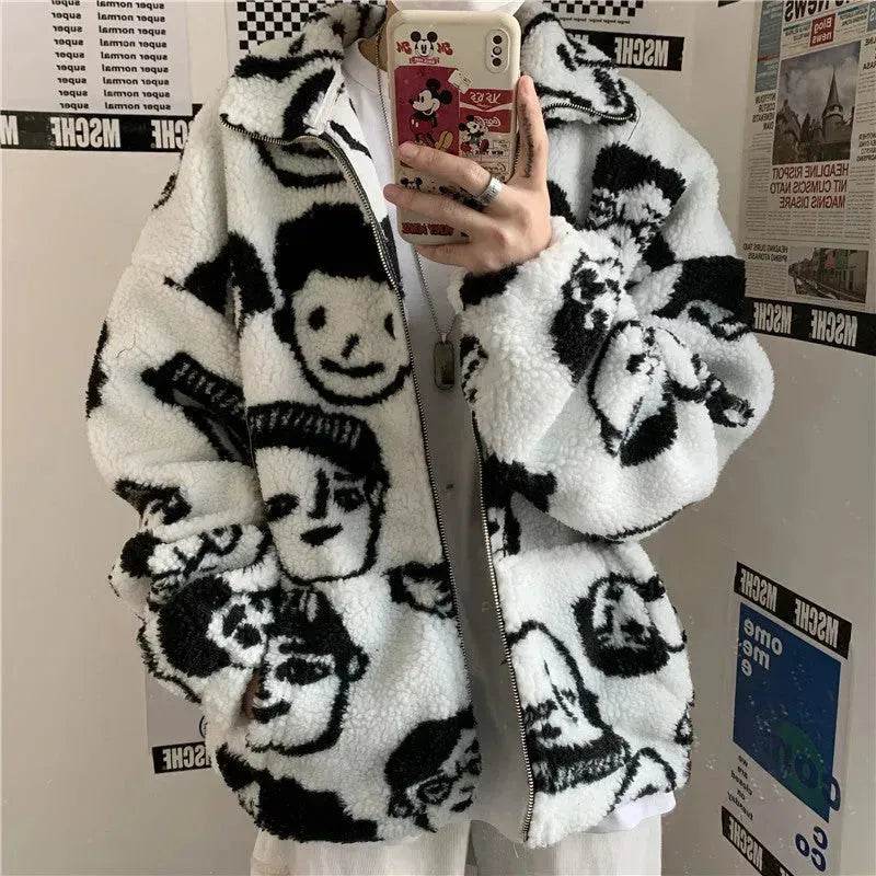 New Autumn Winter Casual White Zip up Plush Cardigan Sweater Unisex - EX-STOCK Canada
