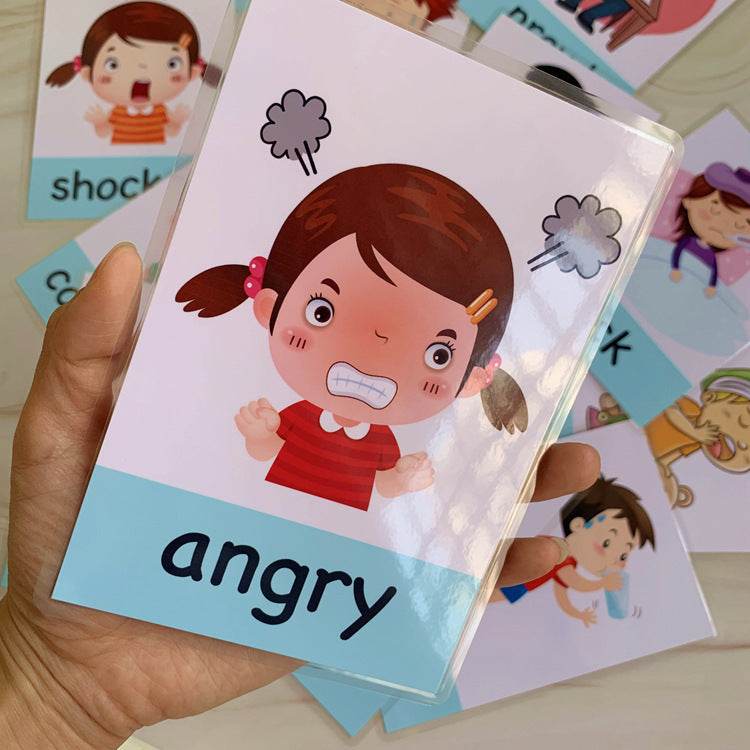 14 pcs Kids Learning Emotions Cognitive Flash Cards - EX-STOCK Canada