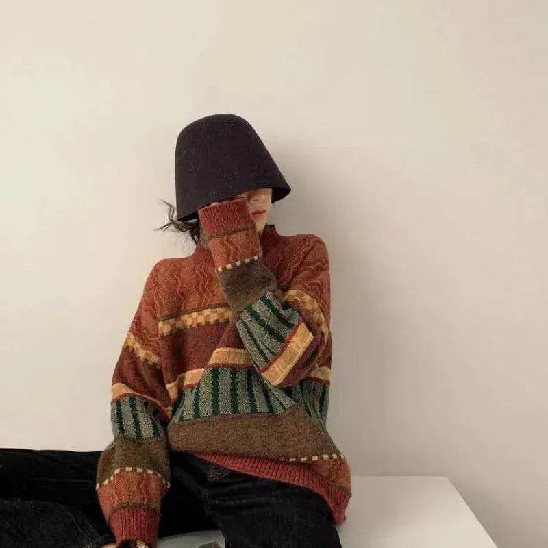 New Trendy Winter Woolen Knitted Jacquard Pullover sweater for women - EX-STOCK Canada