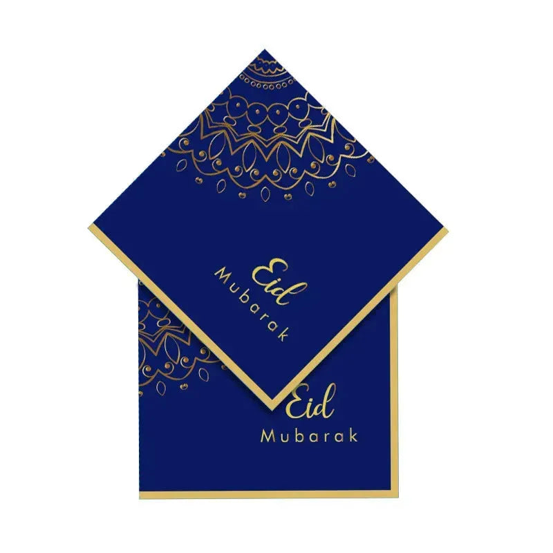Eid Mubarak Blue Disposable Tableware Paper Plate Paper Cup Paper Towel - EX-STOCK CANADA