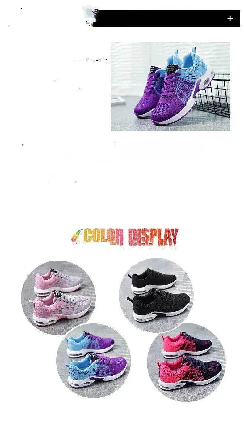 Casual Shoes Breathable Lightweight Mother Shoes Lace-up Cushioned Sneakers for Women - EX-STOCK Canada
