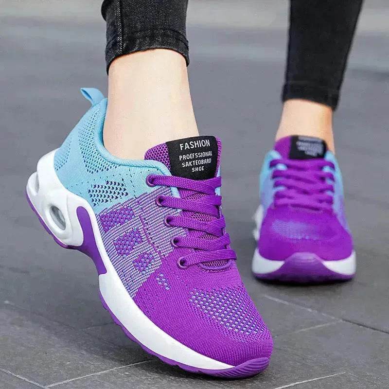 Casual Shoes Breathable Lightweight Mother Shoes Lace-up Cushioned Sneakers for Women - EX-STOCK Canada