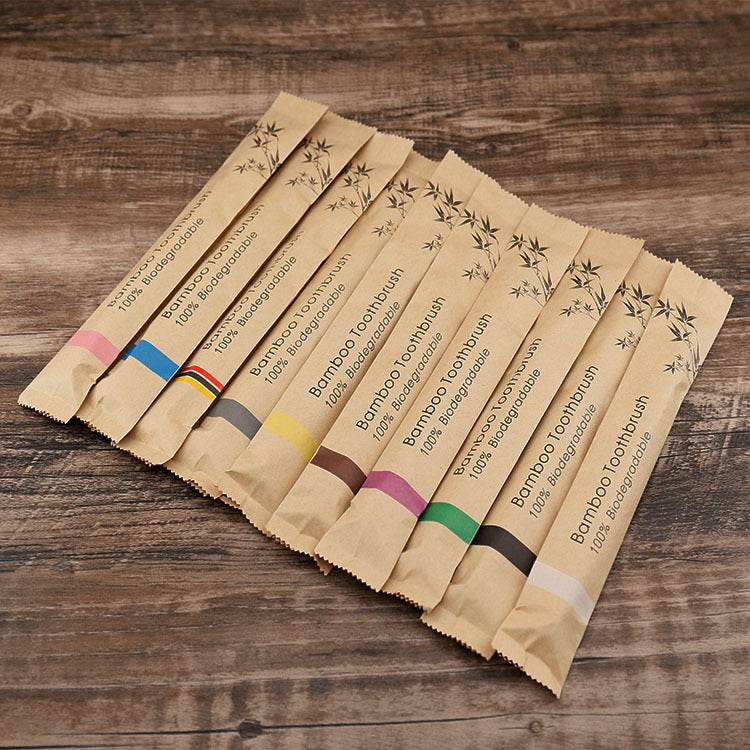 Flat Bamboo Toothbrush Kraft Paper Bag Toothbrush - EX-STOCK Canada